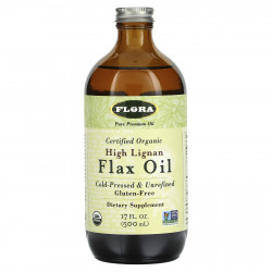 Flora, Сертифицированное органическое льняное масло с высоким содержанием лигнана, 500 мл (17 жидк. Унций)