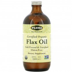 Flora, Сертифицированное органическое льняное масло ,17 жидких унций (500 мл)