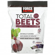 Force Factor, Total Beets, здоровый источник энергии и антиоксидантов, свекла и ягоды асаи, 325 мг, 60 жевательных таблеток