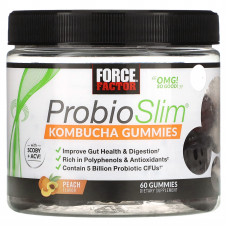 Force Factor, ProbioSlim, жевательные конфеты с комбучей, вкус персика, 60 жевательных конфет