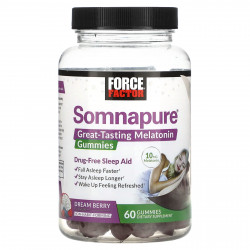 Force Factor, Somnapure, вкусные жевательные таблетки с мелатонином, 5 мг, ягодный вкус, 60 жевательных таблеток