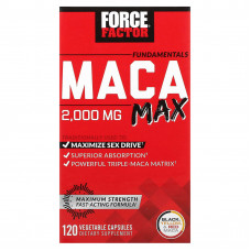 Force Factor, Fundamentals, Maca Max, 500 мг, 120 растительных капсул