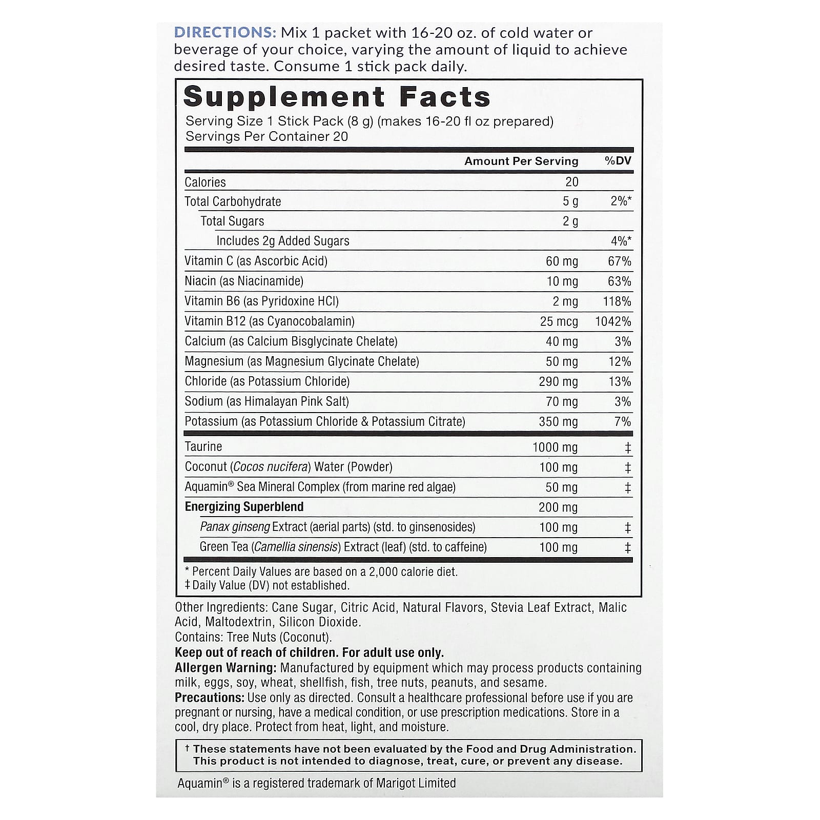 Force Factor, Liquid Labs, Energy, манго и маргарита, 20 пакетиков по 8 г (0,28 унции)