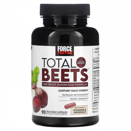 Force Factor, Total Beets, формула суперфуда из свеклы, 90 растительных капсул