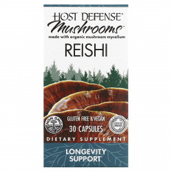 Fungi Perfecti Host Defense, Host Defense Mushroom, рейши, 30 капсул