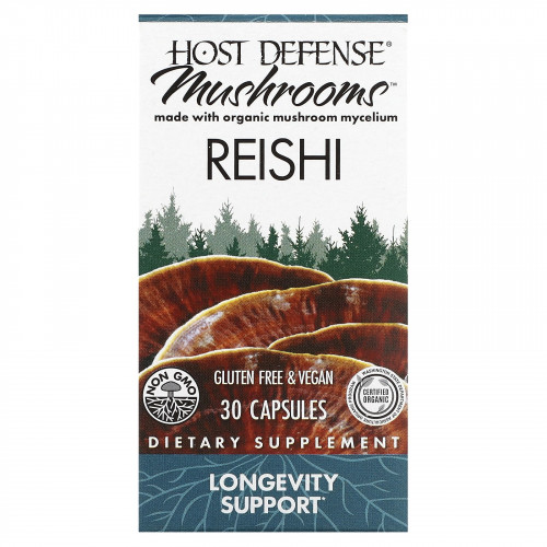 Fungi Perfecti Host Defense, Host Defense Mushroom, рейши, 30 капсул