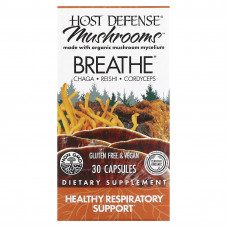 Fungi Perfecti Host Defense, Host Defense Mushrooms, Breath, здоровое дыхание, 30 капсул