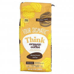 Four Sigmatic, Think, органический кофе с ежовиком гребенчатым и чагой, в зернах, темная обжарка, 340 г (12 унций)