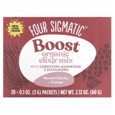 Four Sigmatic, Boost, смесь органических эликсиров с кордицепсом, грибом и лимонником, 20 пакетиков по 3 г (0,1 унции)