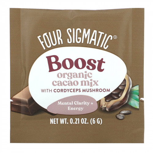 Four Sigmatic, Boost, органическая смесь для приготовления какао с грибом кордицепсом, 10 пакетиков по 6 г (0,21 унции)
