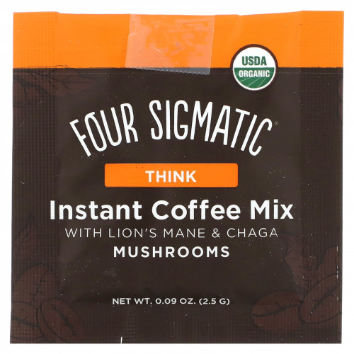 Four Sigmatic, Think, растворимая кофейная смесь с грибами ежовик гребенчатый и чага, 10 пакетиков по 2,5 г (0,09 унции)
