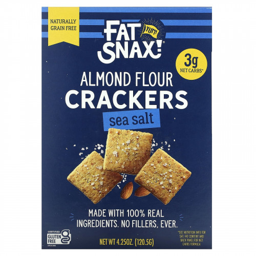 Fat Snax, Крекеры из миндальной муки, оригинальная морская соль, 120,5 г (4,25 унции)