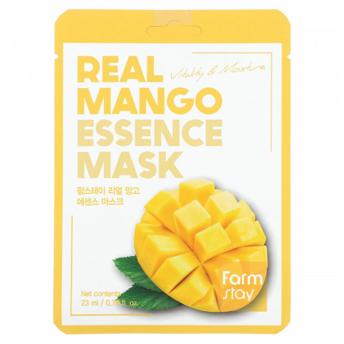 Farmstay, Real Mango Essence Beauty Mask, 1 листовая маска, 23 мл (0,78 жидк. Унции)