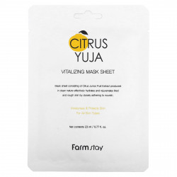 Farmstay, Citrus Yuja, омолаживающая тканевая маска, 1 шт., 23 мл (0,77 жидк. Унции)