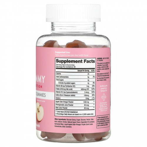 Flat Tummy, Жевательные мармеладки из яблочного уксуса, натуральное яблоко, 1000 мг, 60 жевательных таблеток