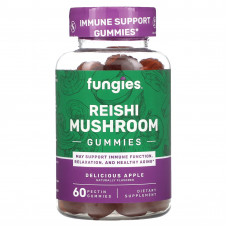 Fungies, Жевательные мармеладки с грибами рейши, вкусное яблоко, 60 жевательных таблеток с пектином