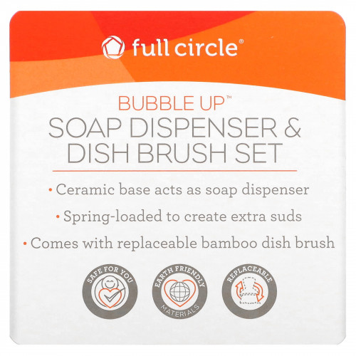 Full Circle Home LLC, Bubble Up, дозатор мыла и набор кистей для посуды, белый, 1 набор