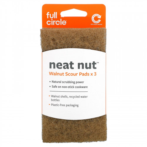 Full Circle Home LLC, Neat Nut, хозяйственные губки из скорлупы грецкого ореха, 3 шт.