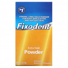 Fixodent, Адгезивный порошок для зубных протезов, экстра фиксация, 76 г (2,7 унции)