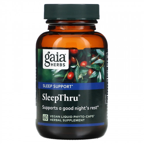 Gaia Herbs, SleepThru, 60 растительных фито-капсул с жидкостью
