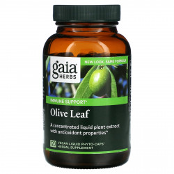 Gaia Herbs, Лист оливы, 120 веганских фито-капсул с жидкостью