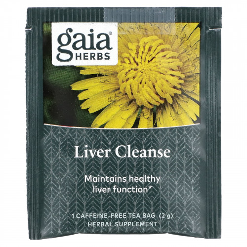 Gaia Herbs, Травяной чай для очищения печени, без кофеина, 16 чайных пакетиков, 32 г (1,13 унции)