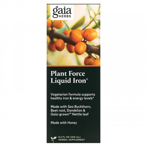 Gaia Herbs, Plant Force Liquid Iron, 250 мл (8,5 жидк. унций)