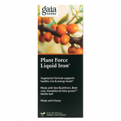 Gaia Herbs, Plant Force Liquid Iron, 473 мл (16 жидк. унций)