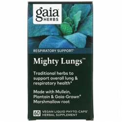 Gaia Herbs, Mighty Lungs, 60 веганских жидких фито-капсул