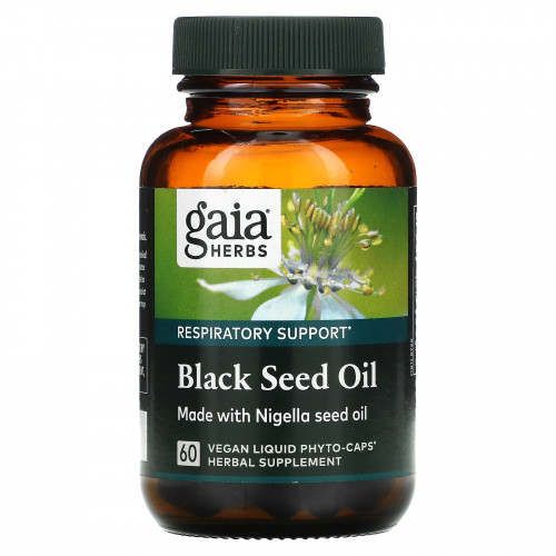 Gaia Herbs, масло черного тмина, 60 веганских капсул Liquid Phyto-Caps