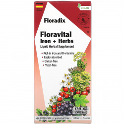 Gaia Herbs, Floradix, Floravital Iron + Herbs, 500 мл (17 жидк. Унций)