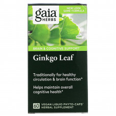 Gaia Herbs, листья гинкго билоба, 60 веганских капсул Liquid Phyto-Caps