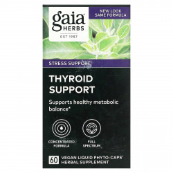 Gaia Herbs, Средство для поддержки щитовидной железы, 60 веганских капсул Phyto-Cap