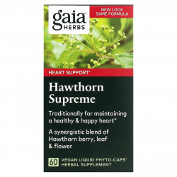 Gaia Herbs, Hawthorn Supreme, 60 растительных капсул с жидкостью