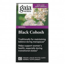 Gaia Herbs, Черный кохош, 60 веганских жидких фито-капсул