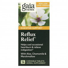 Gaia Herbs, Средство против рефлюкса, 14 жевательных таблеток