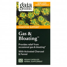 Gaia Herbs, Gas & Bloating, 50 веганских капсул