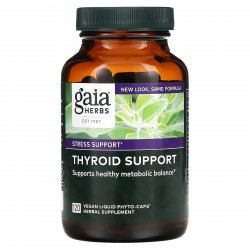 Gaia Herbs, Средство для поддержки щитовидной железы, 120 вегетарианских фито-капсул с жидкостью