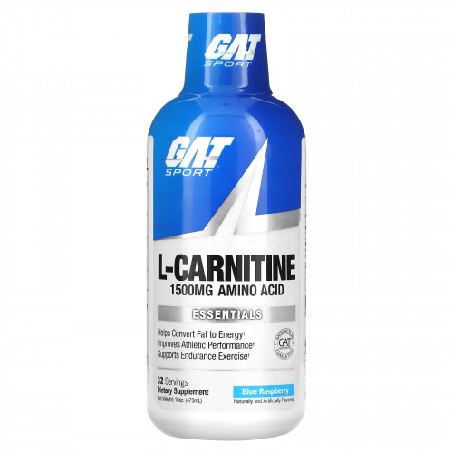 GAT, L-карнитин, аминокислота в свободной форме, со вкусом голубой малины, 473 мл (16 унций)