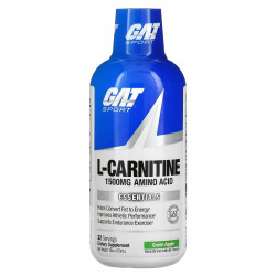 GAT, L-карнитин, аминокислота в свободной форме, со вкусом зеленого яблока, 473 мл (16 унций)