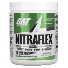 GAT, Sport, NITRAFLEX, зеленое яблоко, 285 г (10,1 унции)