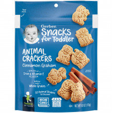 Gerber, Snacks for Toddler, Animal Crackers, от 12 месяцев, корица, 170 г (6 унций)