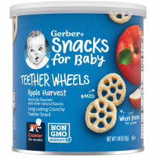 Gerber, Teether Wheels, для малышей от 8 месяцев, с яблоком, 42 г (1,48 унции)