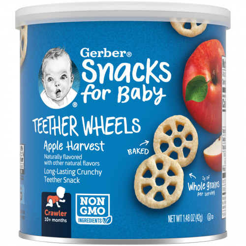 Gerber, Teether Wheels, для малышей от 8 месяцев, с яблоком, 42 г (1,48 унции)