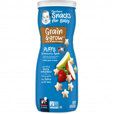 Gerber, Snacks for Baby, Grain & Grow, Puffs, воздушные закуски, для детей от 8 месяцев, клубника и яблоко, 42 г (1,48 унции)