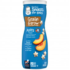 Gerber, Snacks for Baby, Grain & Grow, Puffs, снек из воздушной кукурузы, для детей от 8 месяцев, персик, 42 г (1,48 унции)