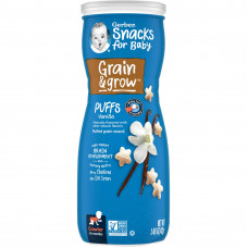 Gerber, Snacks for Baby, Grain & Grow, Puffs, воздушные закуски, для детей от 8 месяцев, ваниль, 42 г (1,48 унции)