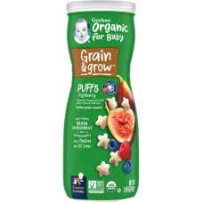Gerber, Organic for Baby, Grain & Grow, Puffs, снек из воздушных злаков, для детей от 8 месяцев, ягоды инжира, 42 г (1,48 унции)