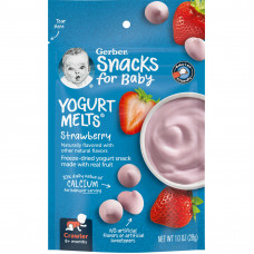 Gerber, Yogurt Melts, для малышей от 8 месяцев, с клубникой, 28 г (1.0 унция)