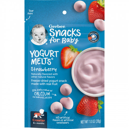 Gerber, Yogurt Melts, для малышей от 8 месяцев, с клубникой, 28 г (1.0 унция)